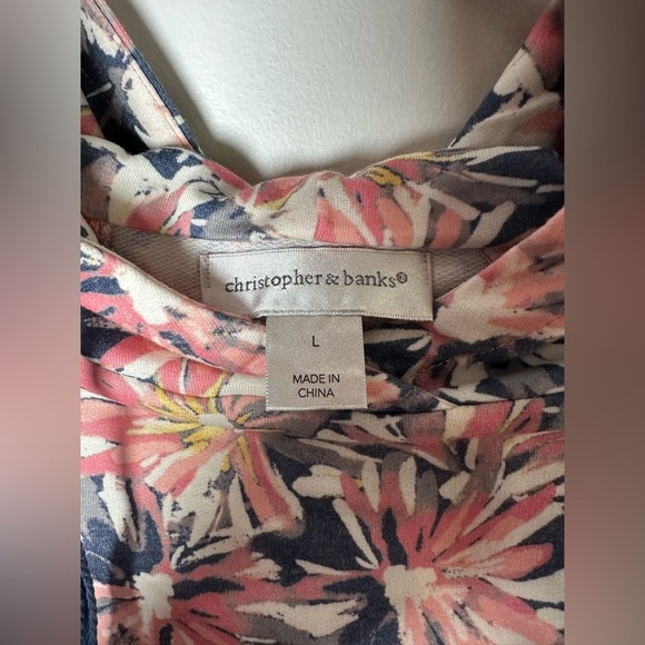 Christopher & Banks Floral Hoodie Pullover Sweatshirt Size Large - Picture 7 of 8